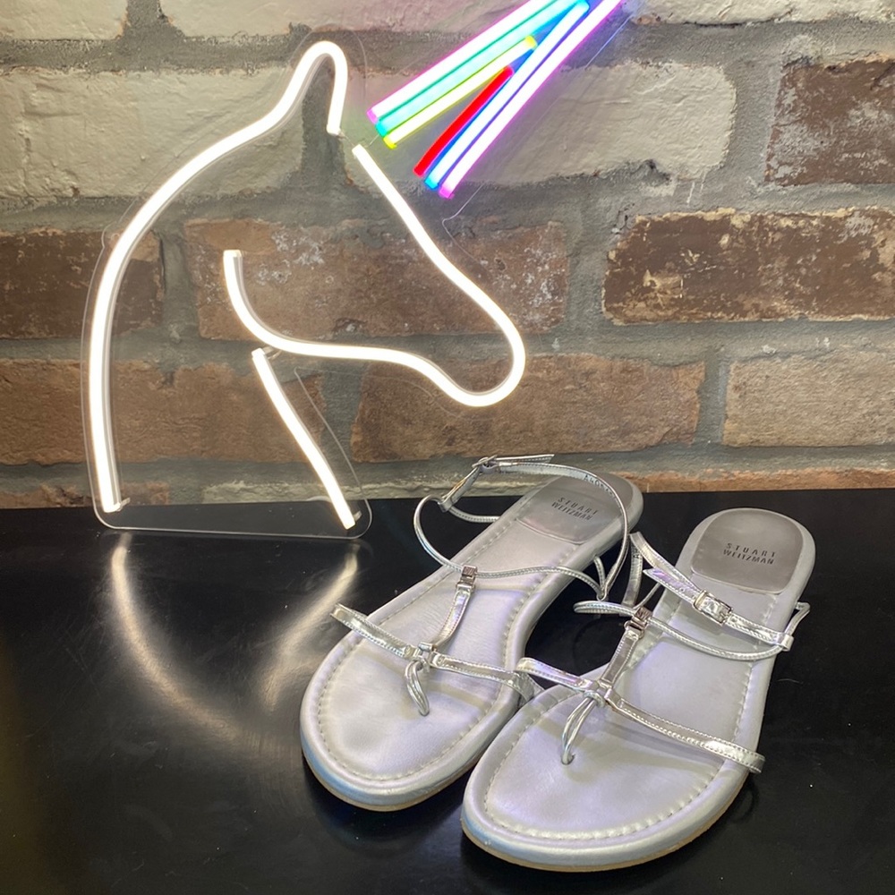 Stuart Weitzman silver sandals size 11N